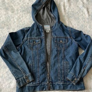 OLD NAVY GIRLS JEAN JACKET WITH HOOD